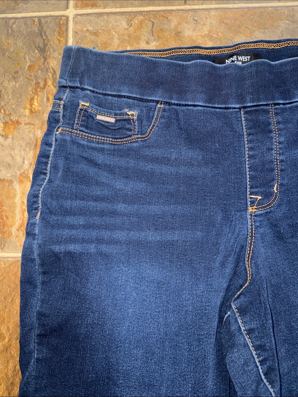 Nine West Dark Blue Stretch Heidi Pull On Skinny Cropped Jeans - Picture 2 of 9